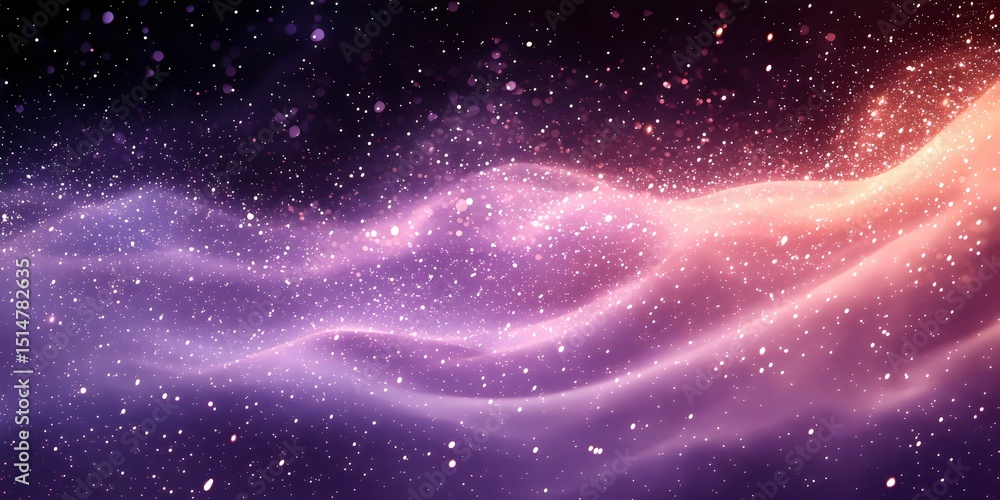 Poster a mesmerizing abstract illustration featuring flowing waves in shades of purple and orange, adorned 