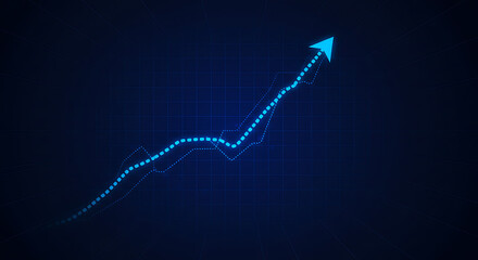 Growth Arrow Icon with Business and Finance Background