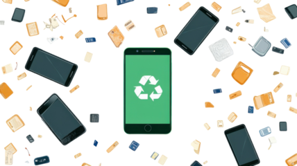 Smart Recycle Concept with Eco-Friendly Technology and Sustainable Environment Isolated on White Background