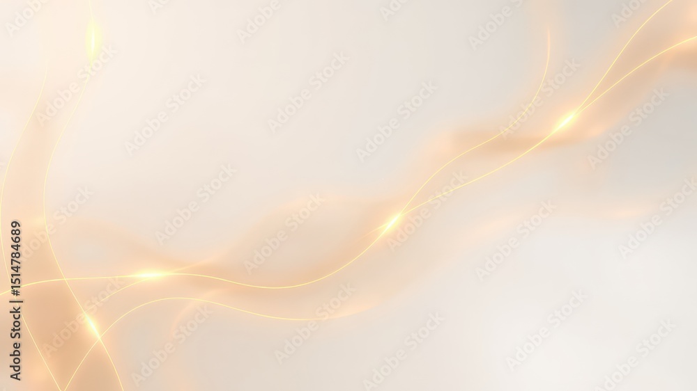 Poster subtle abstract background with fluid glowing golden lines and soft curves providing a sense of luxu