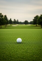 Fototapeta premium Golf Ball on Lush Green Course Sunlight Recreation Photo