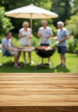 Photo of People Barbecue Party at the Summer Garden with Wood Table