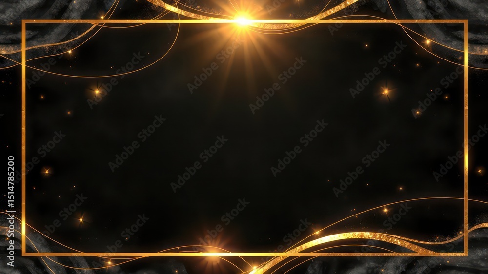 Aufkleber elegant black backdrop with a golden frame and soft golden sparkle details creating a refined visual