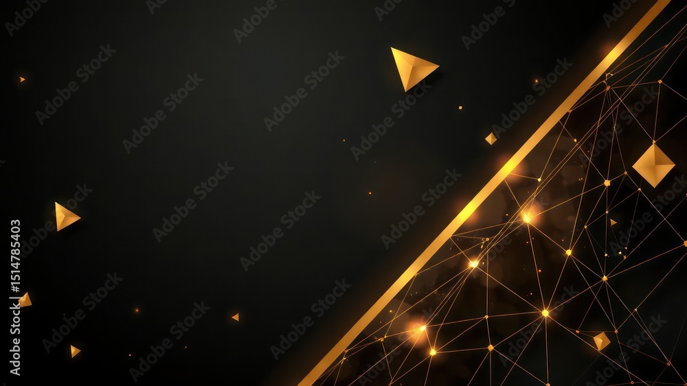Aufkleber elegant dark backdrop adorned with golden triangles and connecting lines, suggestive of networks and
