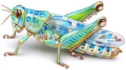 Fototapeta premium Vibrant Grasshopper: A Detailed Illustration