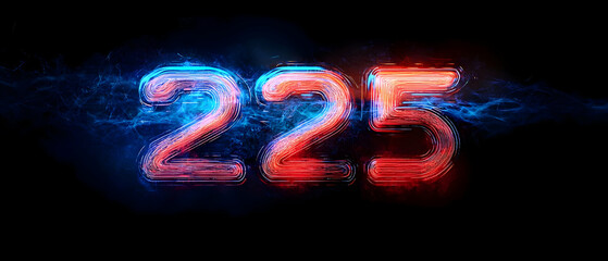Glowing Red And Blue Numbers 225