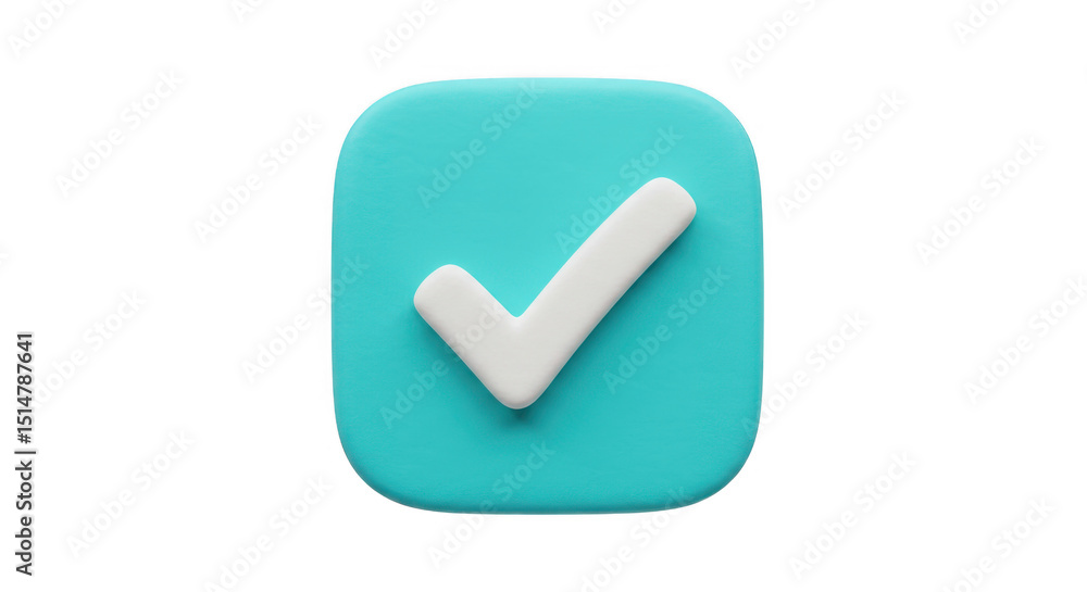 Poster check mark on rounded square isolated on transparent background