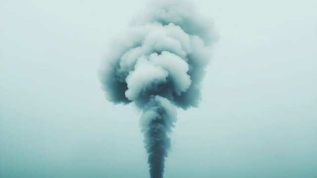Large Industrial Smoke Plume and Pollution Hazard Fire, Cloud, and Sky Environmental Danger in Overcast Atmosphere