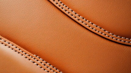 Close-Up View of Brown Leather with Intricate Stitching Patterns