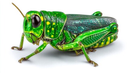 Fototapeta premium Vibrant Green Grasshopper Close-Up