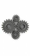 Illustration of Gray Cogwheels Mechanism Gears Interlocking on White