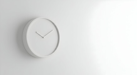 Fototapeta premium Minimalist White Wall Clock Modern Home Decor Time Management Office Clock Simple Design Interior Design Element
