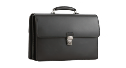 Black briefcase isolated on a white background, png, transparent