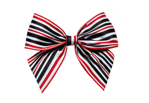Black, white, and red striped bow on an isolated background, png, transparent - Powered by Adobe