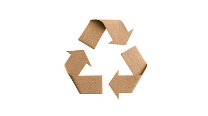 the recycling symbol made from brown paper, png, transparent
