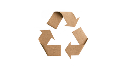 the recycling symbol made from brown paper, png, transparent