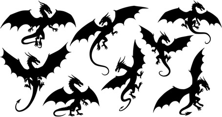 Naklejka premium dragon silhouettes 