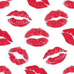 Seamless pattern of red lips kissing prints. pattern with colorful lips. Lips print seamless pattern. For print, fabric, invitation, brochure, card, wallpaper