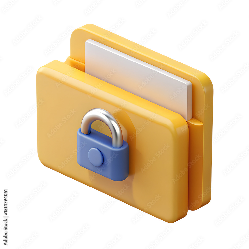 Poster 3d render of a locked folder with files icon