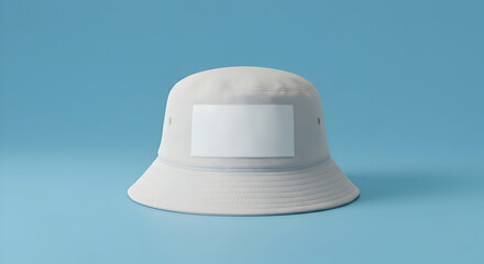 Fototapeta premium Blank white bucket hat mockup perfect for branding design your logo add text summer fashion accessory streetwear apparel casual cap headwear