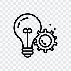 light bulb and gear icon symbolizing innovation and creativity
