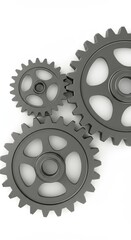 Mechanical Cogwheels Gears Metallic Wheel Rotating on White Background