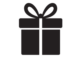 Present gift box logo silhouette vector, Gift box icon logo silhouette, merry christmas and happy new year gift box silhouette logo vector illustration on a white background.