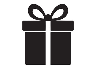 Present gift box logo silhouette vector, Gift box icon logo silhouette, merry christmas and happy new year gift box silhouette logo vector illustration on a white background.