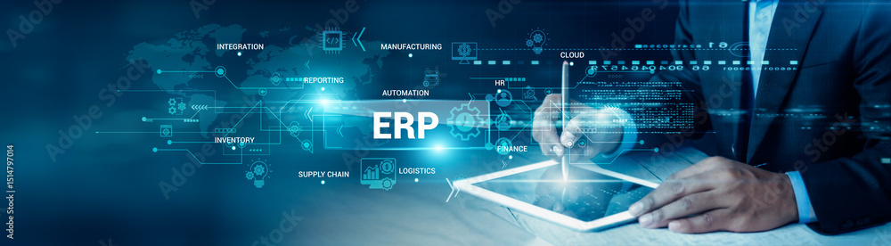 Poster enterprise resource planning (erp) growth depends on cloud adoption, ai-powered automation, real-tim