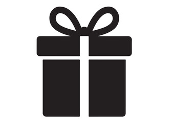 Present gift box logo silhouette vector, Gift box icon logo silhouette, merry christmas and happy new year gift box silhouette logo vector illustration on a white background.