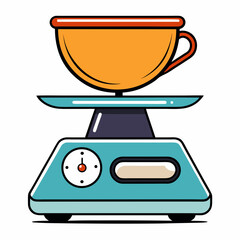 illustration of a kitchen scale with kitchen utensils