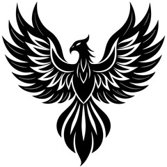 Fototapeta premium Stylized Phoenix with Open Wings Icon