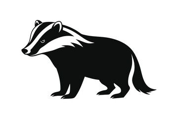 Obraz premium Badger silhouette vector illustration isolated on white background
