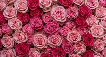 Obraz premium Close-up of a stunning arrangement of pink and red roses. 