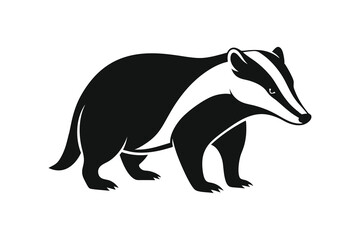 Fototapeta premium Badger silhouette vector illustration isolated on white background