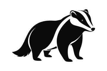 Obraz premium simple flat and minimalist Badger silhouette in black on a white background