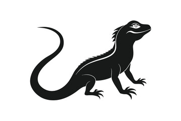 Fototapeta premium Hand drawing silhouette basilisk isolated on white background