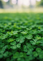 Photo Green Clovers Field Fresh Shamrock Four Leaf Clover Symbol Luck
