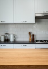 Photo Kitchen Interior Wooden Table Countertop Home Decor Design