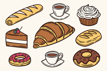 set of bakery products