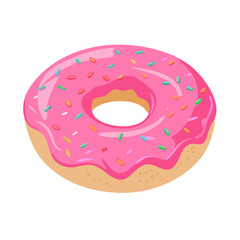 vector illustration of a donut with pink frosting
