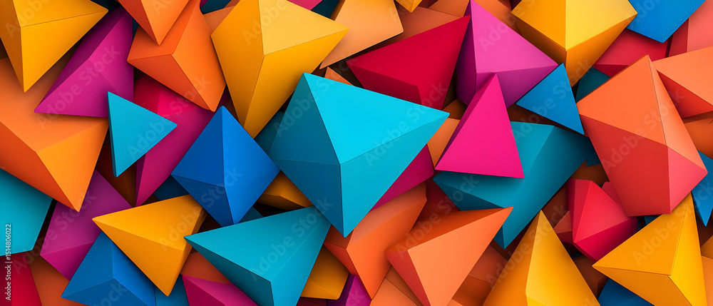 Aufkleber abstract geometric pattern of triangles and pyramids in vibrant colors