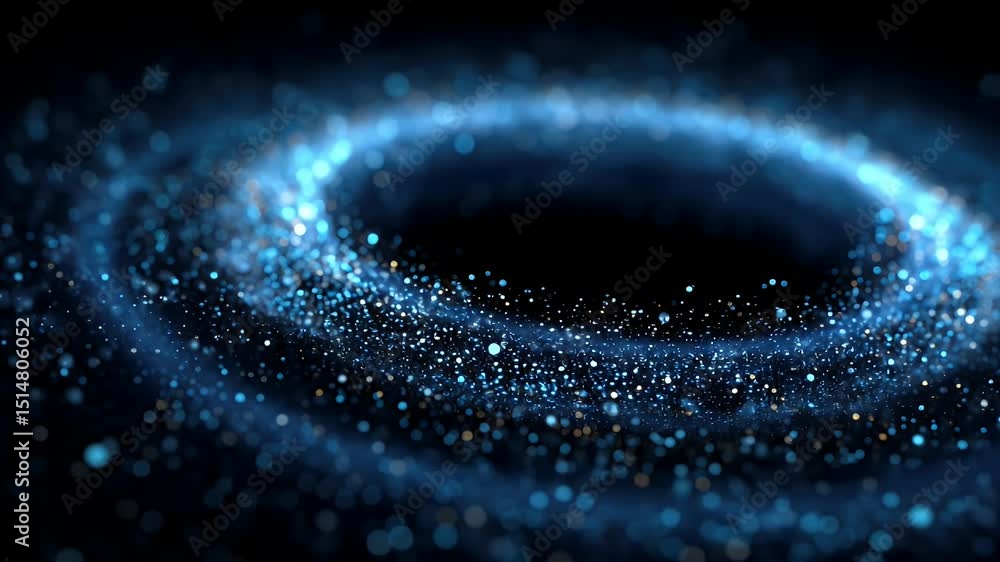 Wall mural a mesmerizing cosmic swirl of blue and gold particles creating a celestial vortex in the dark void