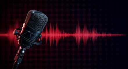 Photo Sound Wave Microphone Audio Studio Music Black and Red