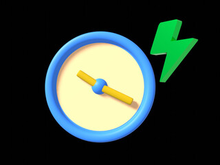 Power of time.3d alarm clock icon for success delivery concept. 3d time watch minimal for manage concept of time, service and support around clock. 3d vector rendering illustration