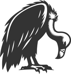 Bird vector drawing silhouette of a black vulture