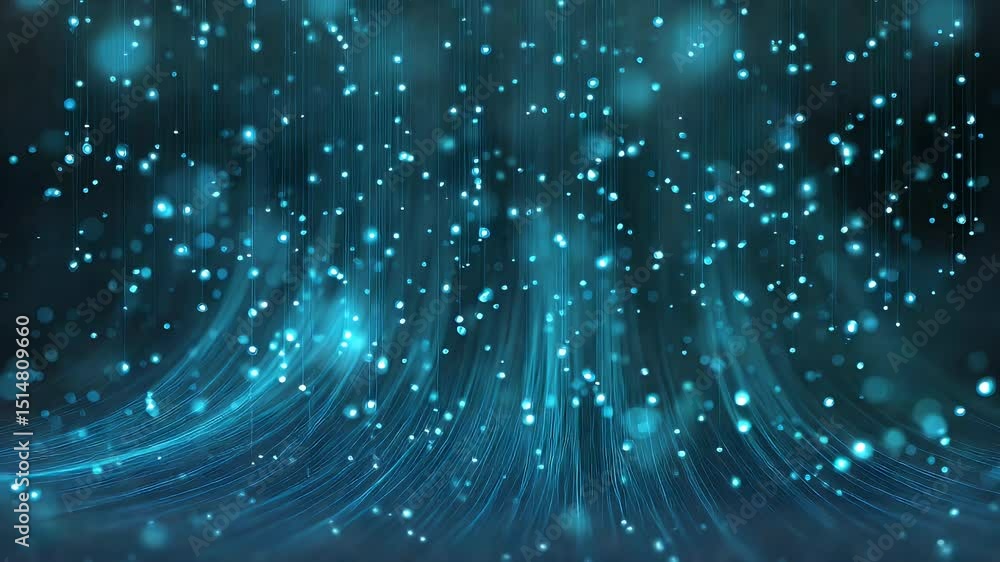 Wall mural abstract blue background with shimmering lights creating a dynamic wave effect, ideal for digital de