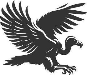 Bird vector drawing silhouette of a black vulture
