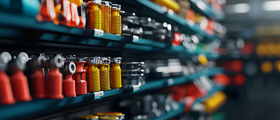 Colorful Retail Shelves Filled With Tools And Supplies