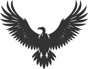 Bird vector drawing silhouette of a black vulture